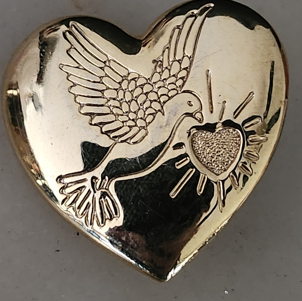 Vintage 90's The Variety Club Gold Tone Heart Brooch With Bird Design